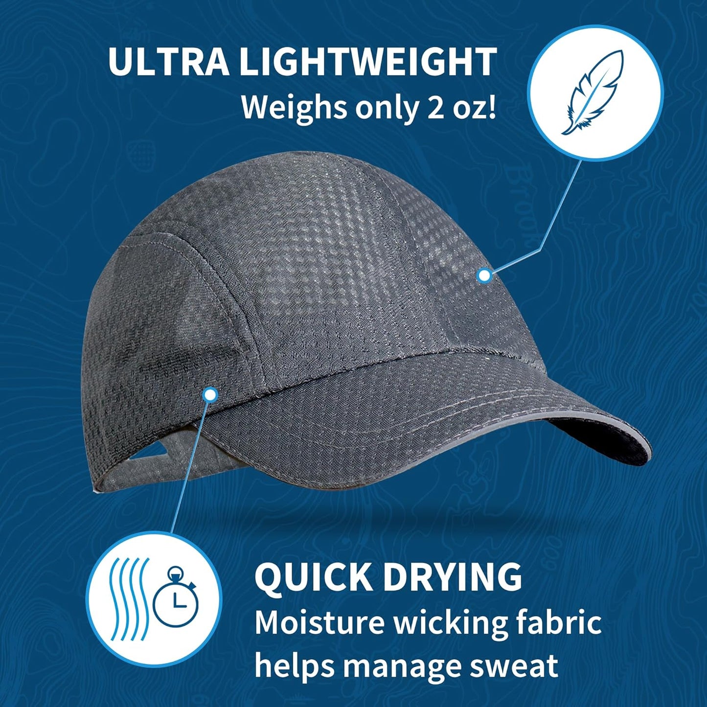 TrailHeads Performance Mens Running Hat - Lightweight, Quick Dry Workout Hats for Men - Athletic Sports Cap for Tennis, Gym