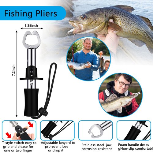 Sosation 134 Pcs Fishing Tool Kit Fishing Gear and Equipment for Men Adults, Include Hook Remover, Pliers Kit, Tackle Box with Tackle Included, Lures, Lip Gripper, Weigh Scale(Python Pattern)