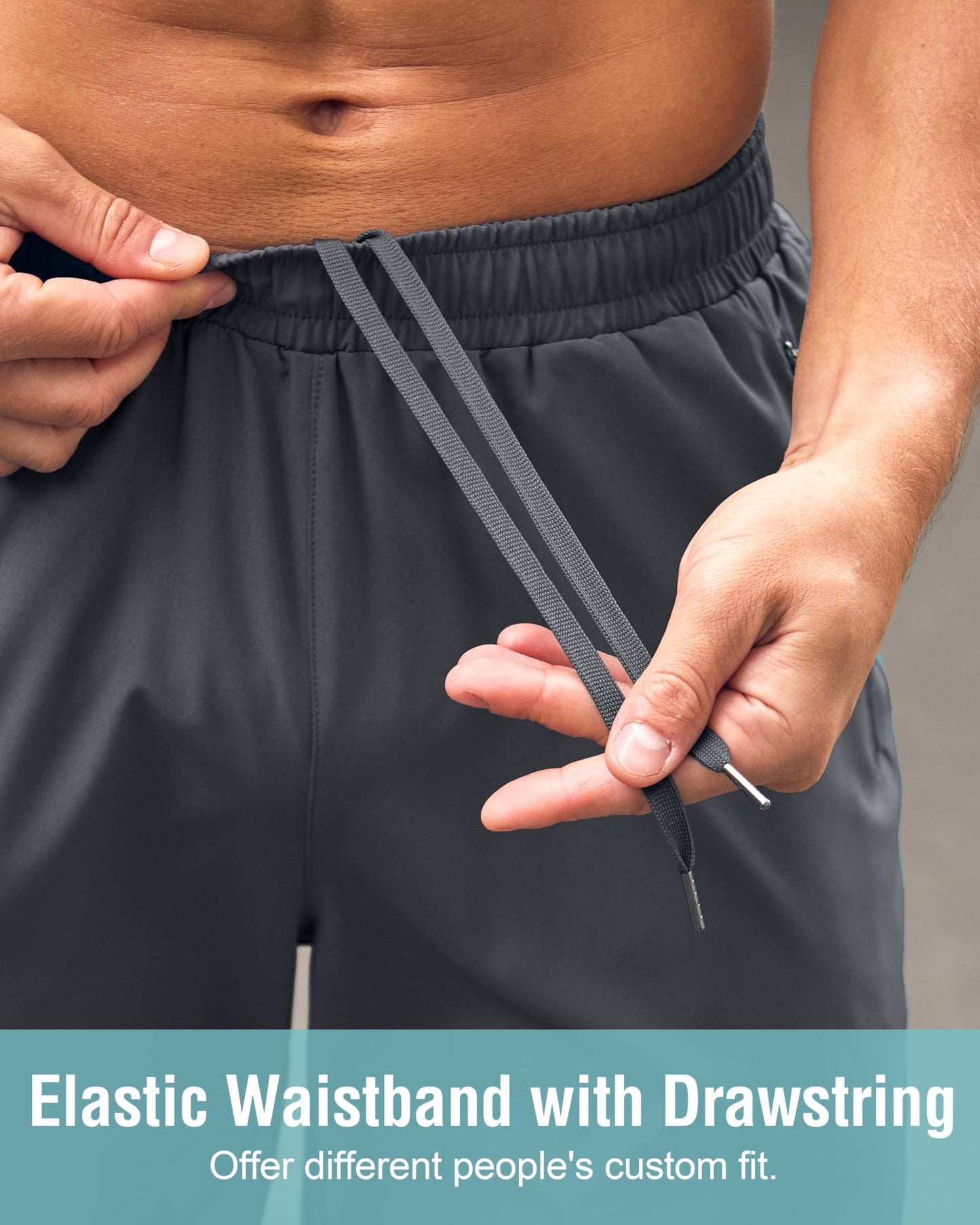 G Gradual Men's Athletic Running Shorts with Zipper Pockets Quick Dry 7"/ 5"/ 9" Workout Gym Shorts for Basketball Hiking(Dark Grey,9XXL)