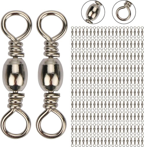 Goture Barrel Swivel Fishing Swivels,Rolling Ball Barrel Swivels 100/200pcs Fishing Stainless Steel Swivels,Embossed Barrel Swivels Fishing for Freshwater Saltwater