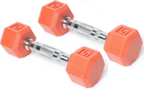 Color Coated Hex Dumbbells with Chrome Handle - CAP Barbell Weights for Strength Training