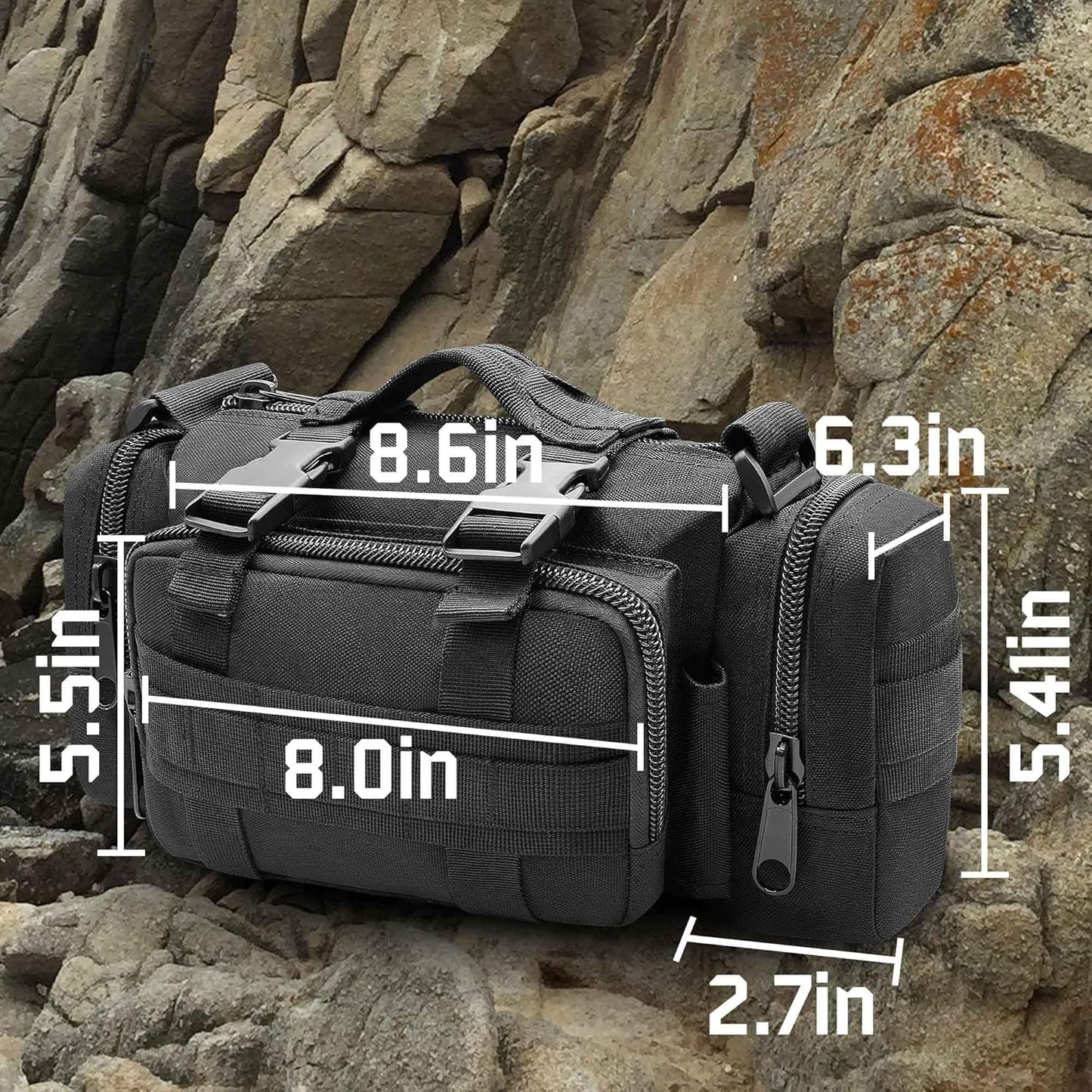 3P Military Duffel Waist Bag, Molle Bicycle/Motorcycle Waterproof Fanny Packs Camera Bag Camo EDC Utility Pouch Crossbody with Shoulder Strap Hand Carry