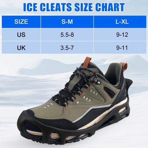 Spikeless Ice Cleats,Anti-Slip Snow Winter Traction Grips Crampoms for Slick Wet Surface Indoor Outdoor Use Ice Shoes Grippers Rubber Tread Overshoes No Strap Large/XLarge