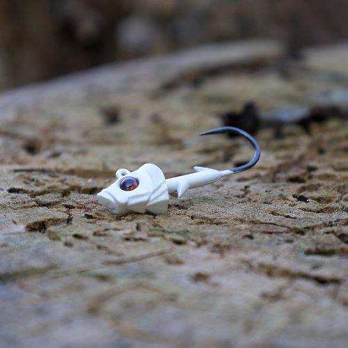 Reaction Tackle Swimbait Jig Head with Realistic Fish Head - 3/8oz - White