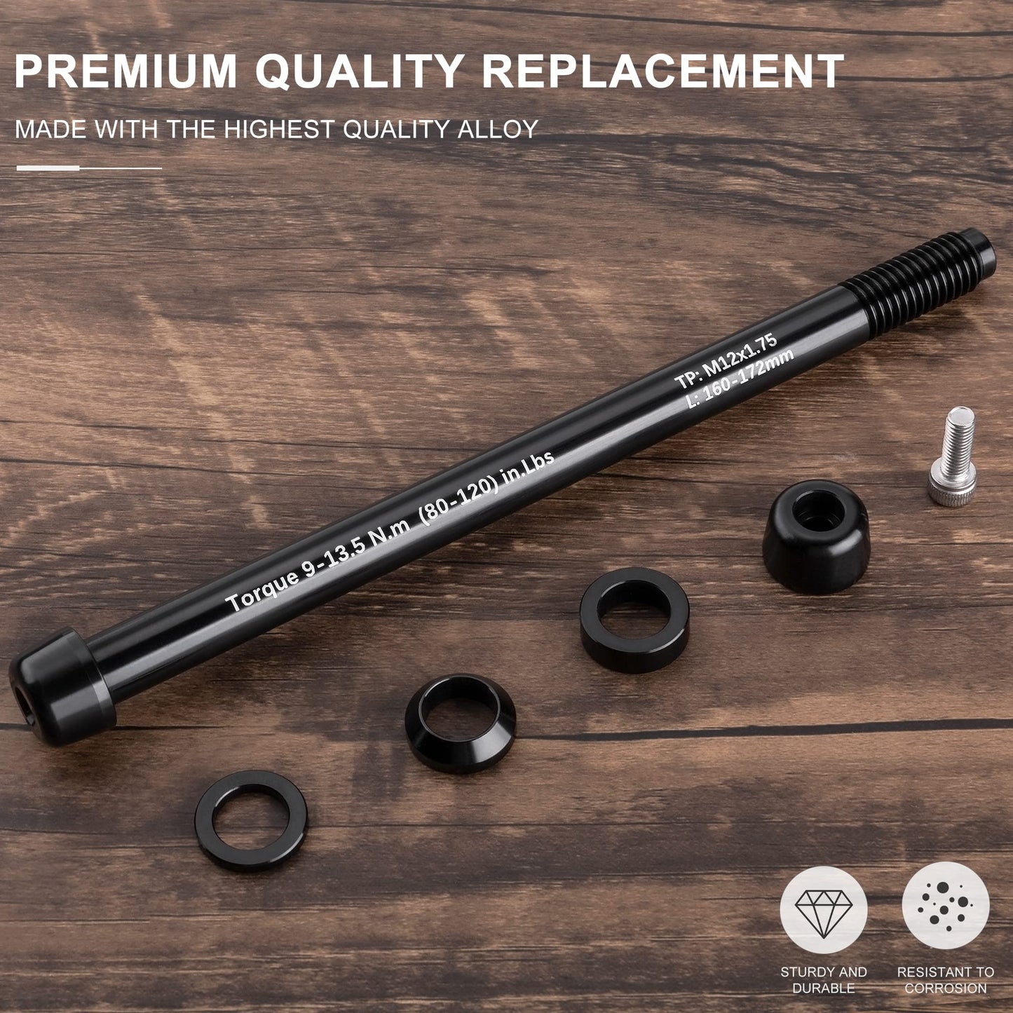12mm Thru Axles for Bike Trainers - M12 x 1.0/1.5/1.75 Thru Axle Adapter for Rear Wheel Attachment Trainer - Bike Trainer Thru Axles Adapter (M12x1.75/160-172)