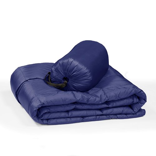 Blue Ridge Activ Fluffy 650 Fill Power Outdoor Packable Down Throw Blanket for Camping Hiking with Carrying Pouch - Lightweight and Durable Blanket 60" x 70" for Traveling, Beach Trips