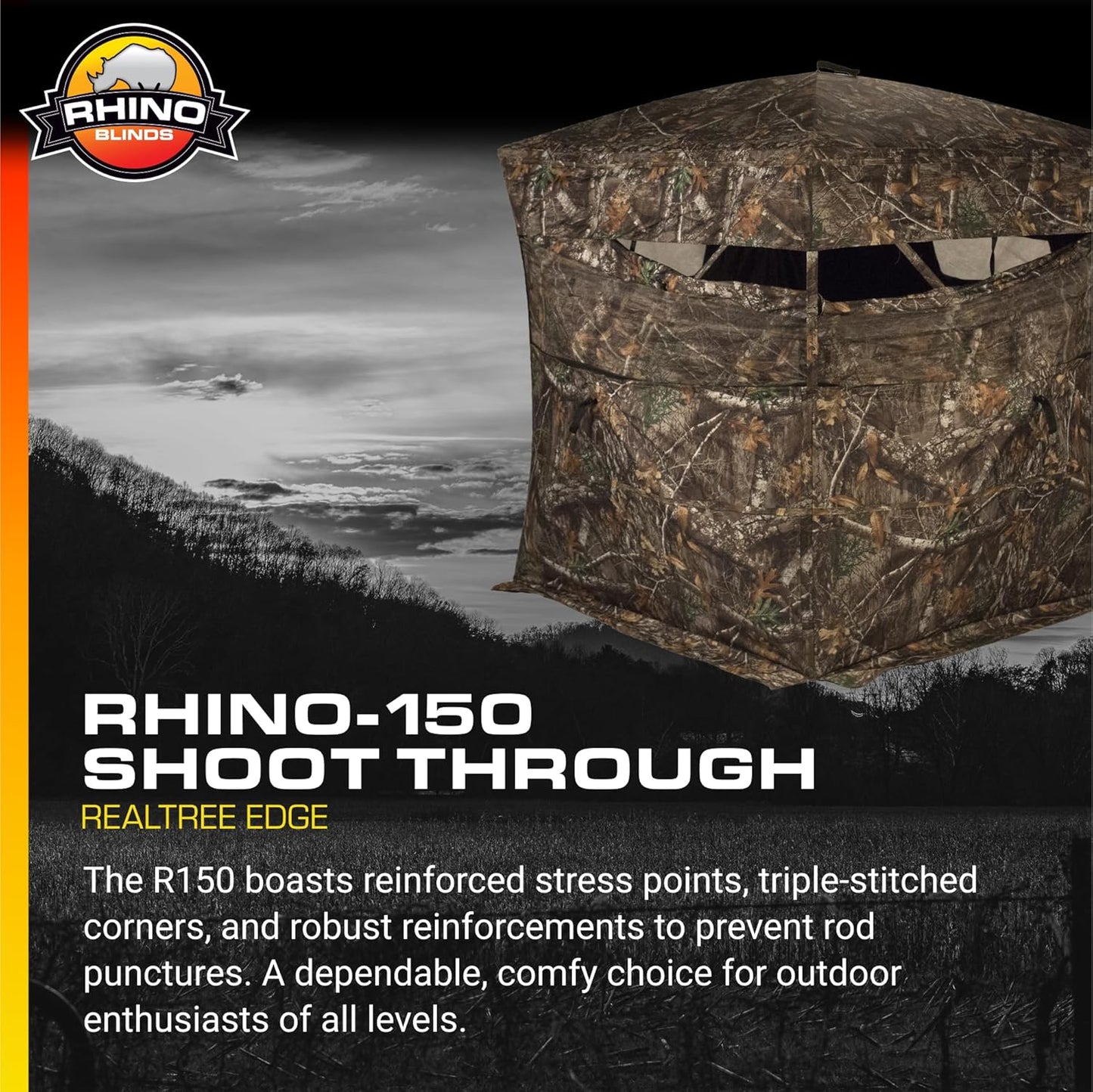 R150-RTE 3 Person Hunting Ground Blind, Realtree Edge