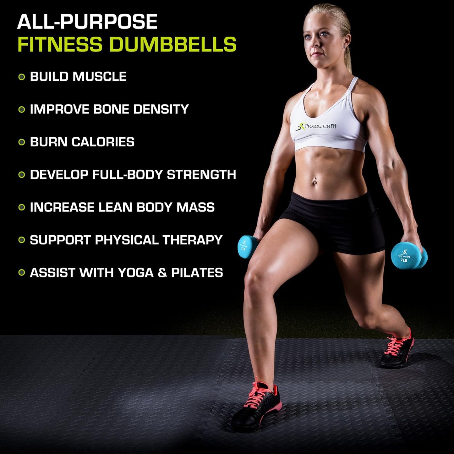 ProsourceFit Neoprene Dumbbell Coated for Non-Slip Grip, 10 lb