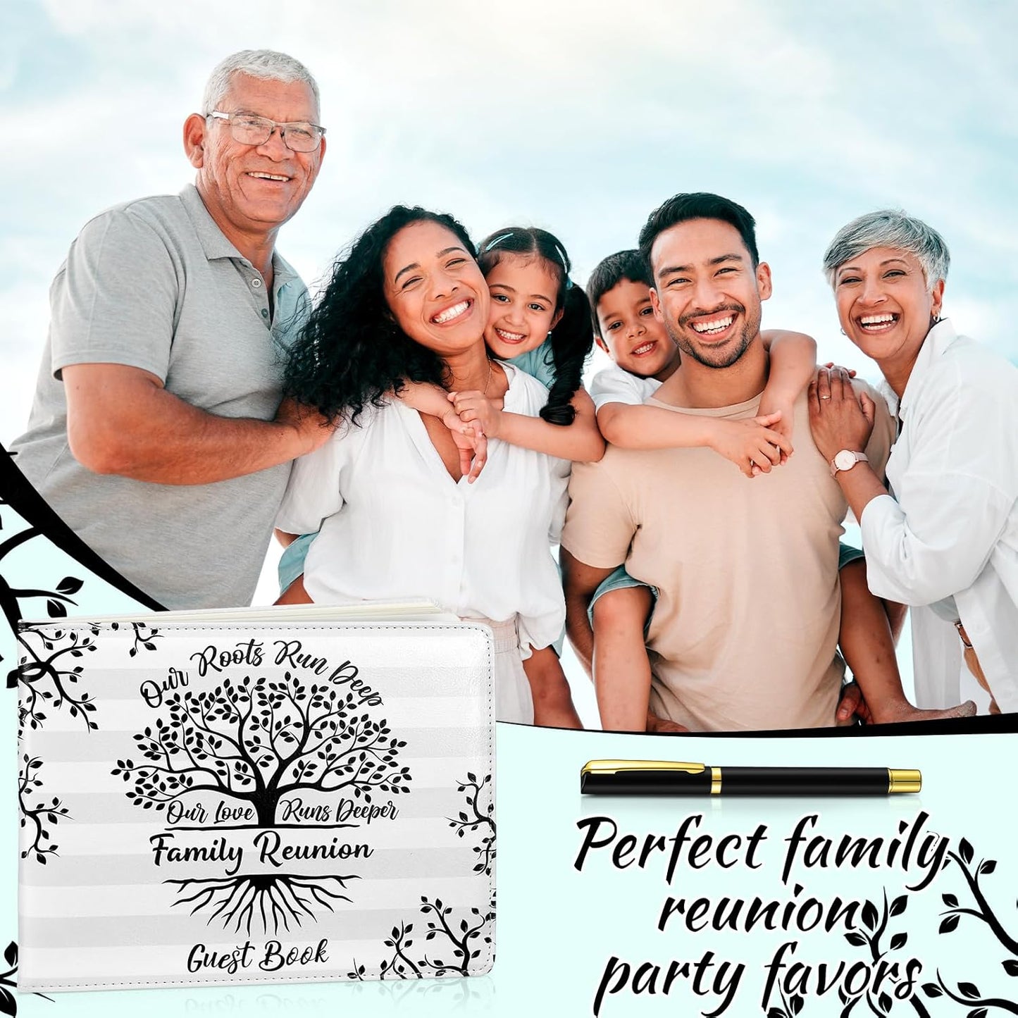 Patelai Family Reunion Party Favors Decorations Family Reunion Guest Book Sign in Good Tree Guest Book Gathering Decorations with Pen, 112 Pages(Trendy)