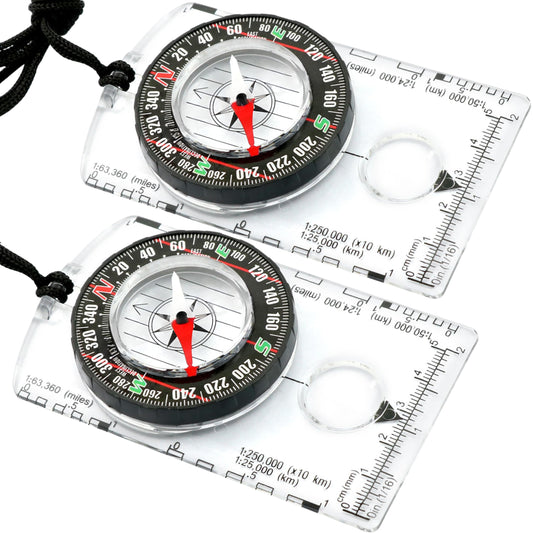 Generic Pack of 2 Orienteering Compass Hiking-Compasses boy Scout Kids- Magnetic Gear Set Navigation map- Brujulas orientacion-Backpacking Camping Hunting Survival. (Transparent), Green