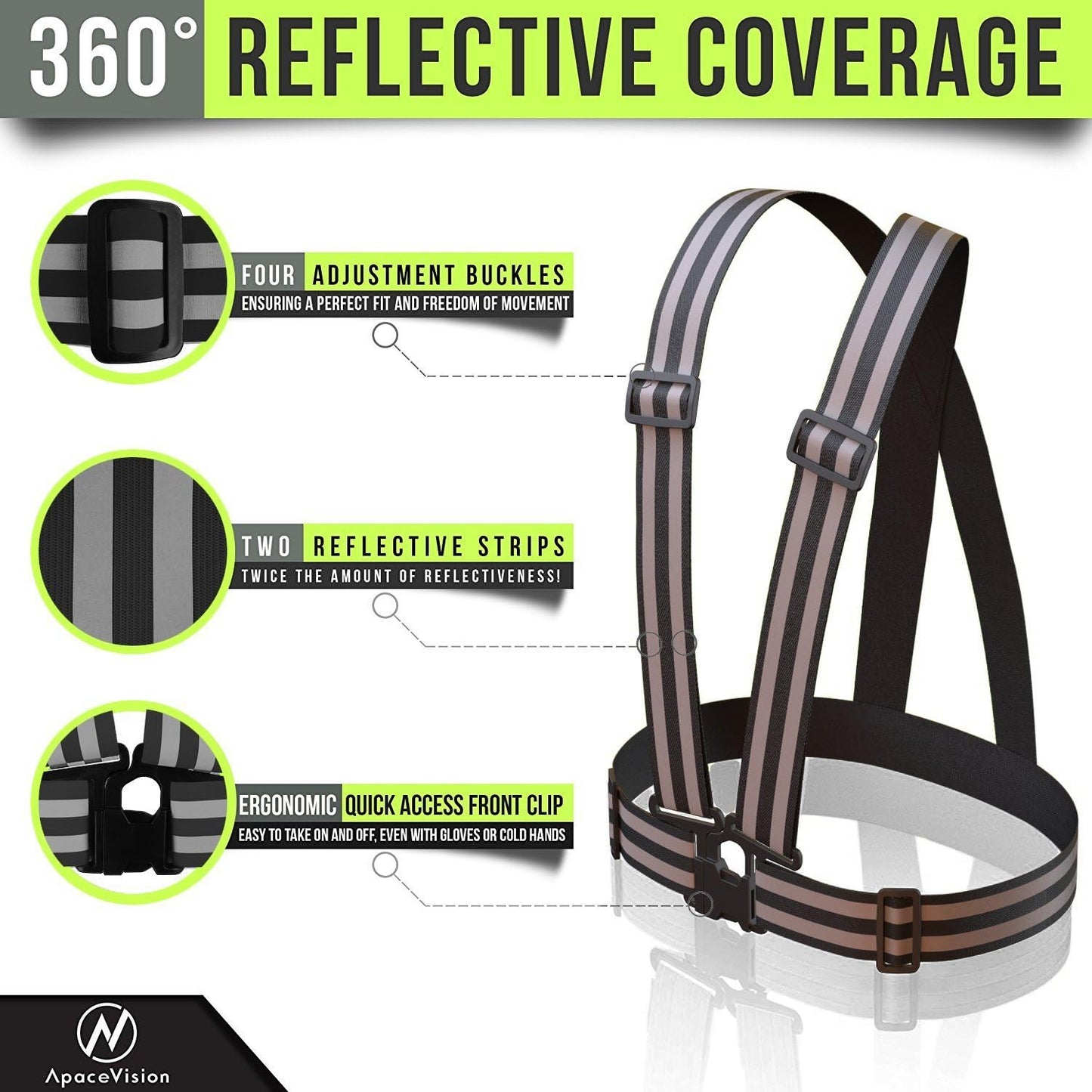 Reflective Vest (2 Pack) Lightweight, Adjustable & Elastic Safety & High Visibility for Running, Jogging, Walking, Cycling