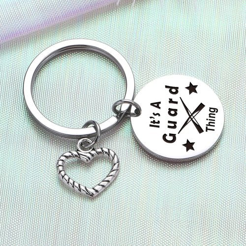 ZQEOU Color Guard Keychain - Marching Band Gifts Flag Girl Gifts - Colorguard Jewelry for Color Guard Lover, Mom Jewelry Bestie Keychain Daughter, Girlfriend Birthday Key Chain