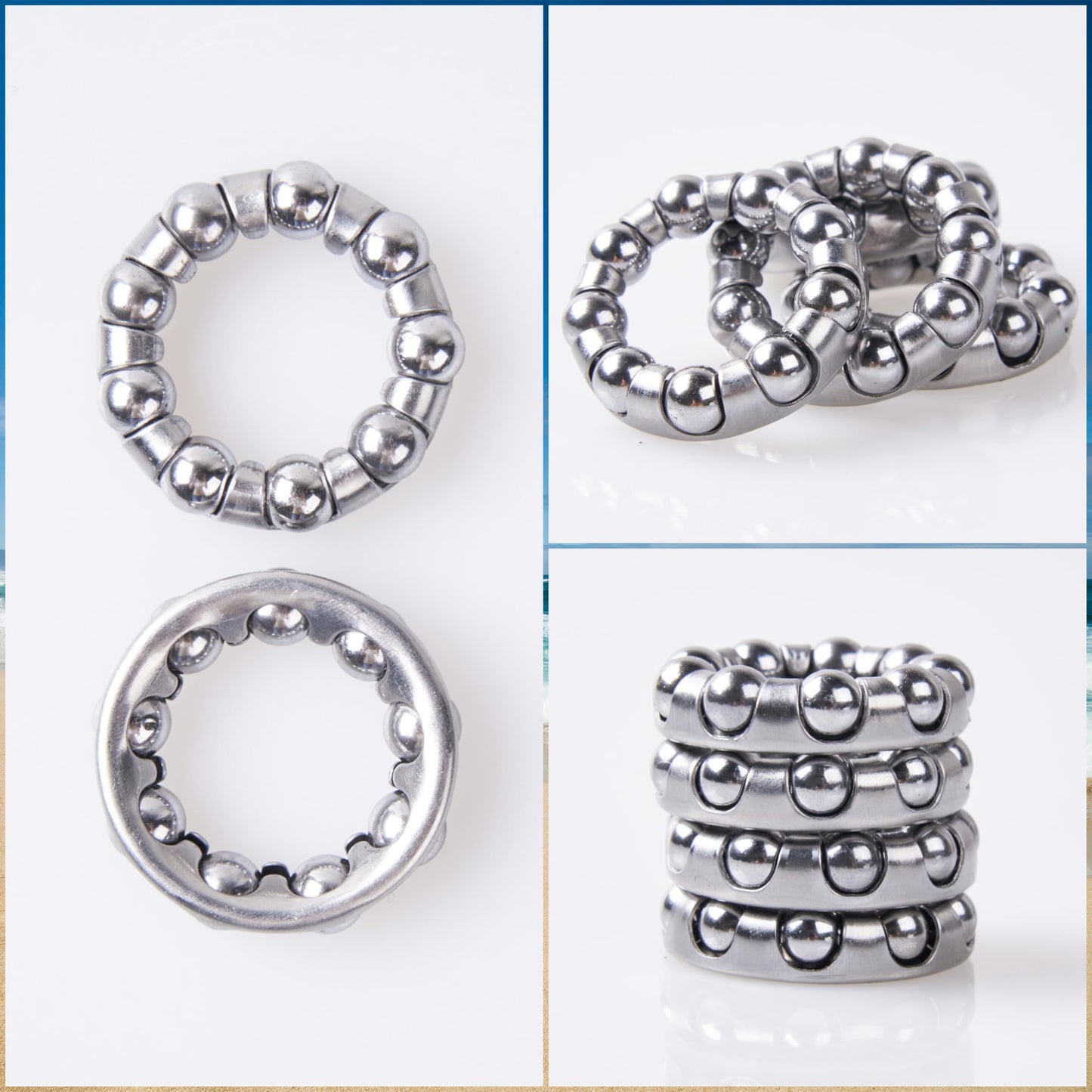 4 Pcs Bike Ball Bearing for Bottom Bracket,Bike Crank Ball Bearing Retainer,1/4" x 9 Balls,Bearing OD 1.14in,ID 0.75in