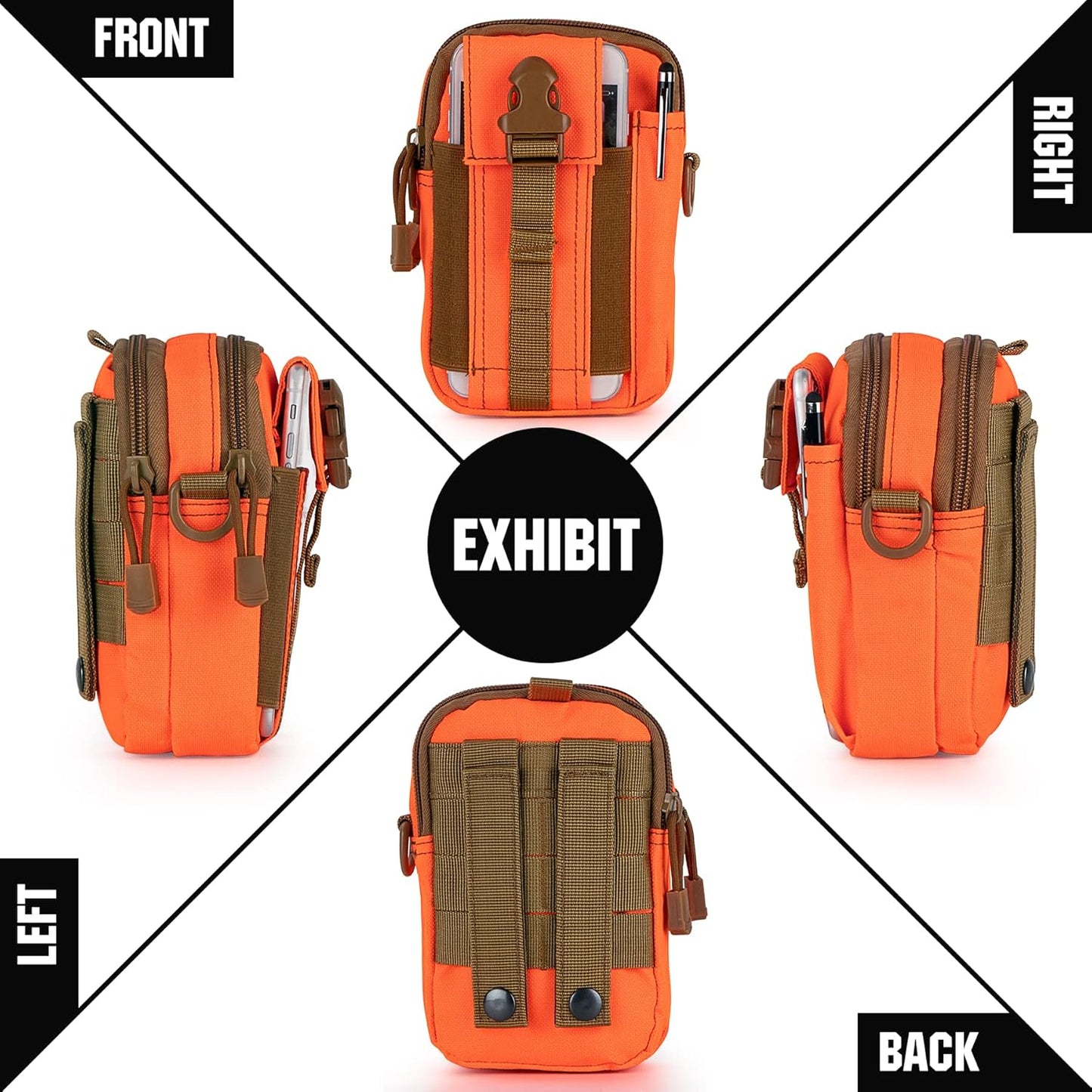 IronSeals Tactical Molle Phone Pouch Compact Utility Belt Waist Bag with Shoulder Strap for iPhone 14 Plus/14 Pro Max/14 Pro/14/13 Pro Max/13/12 Pro