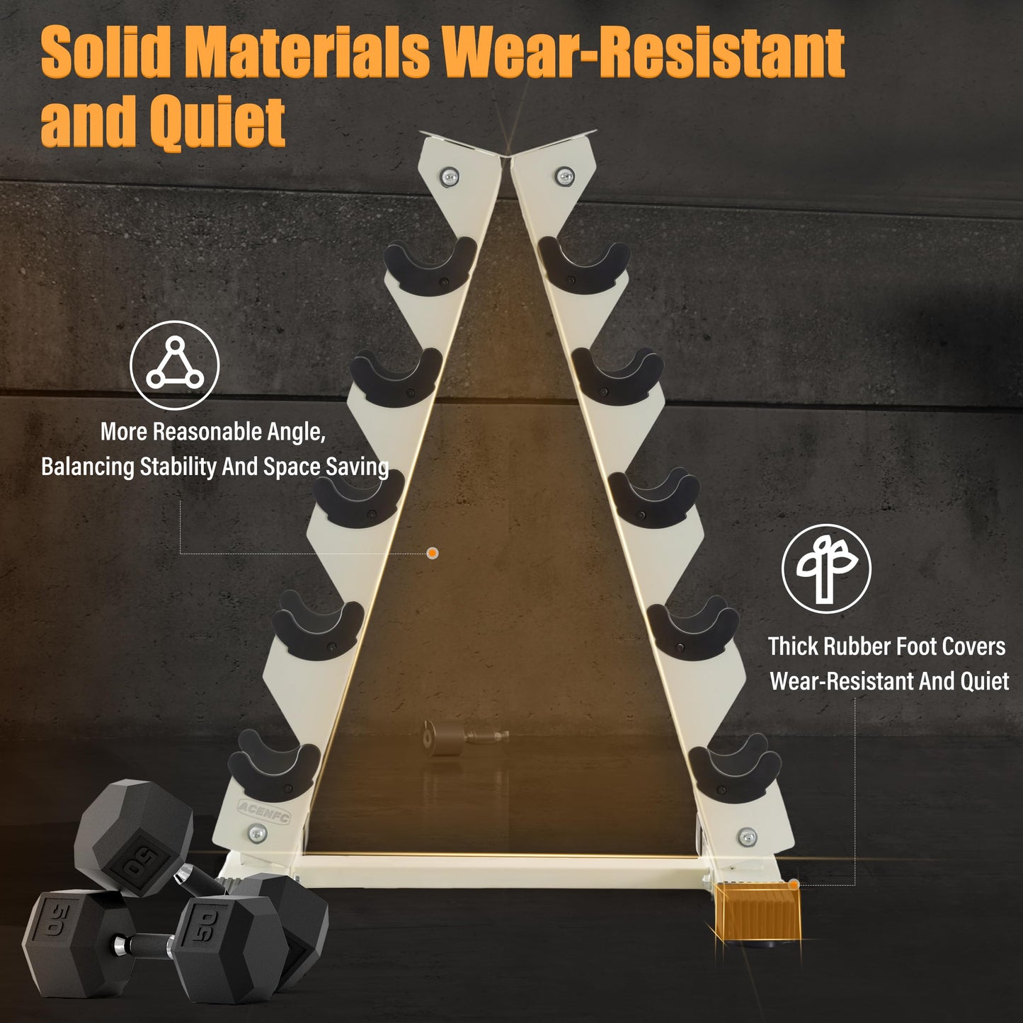 ACENFC Barbell A-Frame Dumbbell Weight Rack, Dumbbell Rack Stand Only, Weight Rack for Dumbbells 5 Tier with 500 LB Weight Capacity, Home Gym Storage Solution