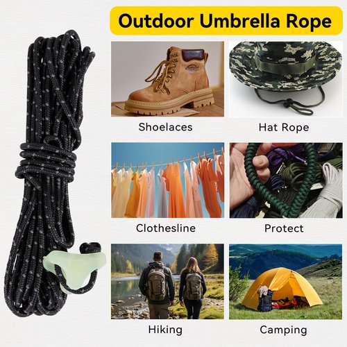 HIKEMAN Ultralight Tent Guy Ropes - 2mm Reflective Guyline,UHMWPE Camping Guide Rope with Luminescent Tensioner for Outdoor Camping Hiking Awning Tents (Black, 4M)