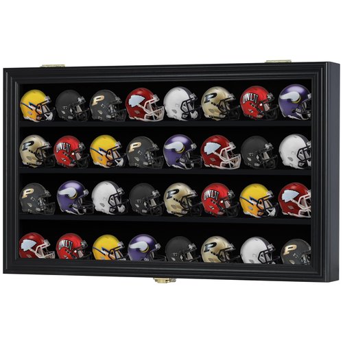 Display Case Cabinet Holders Rack for Pocket Size Mini Football Helmets Baseball Mini Helmets & Building Block Toy Minifigures (Black)
