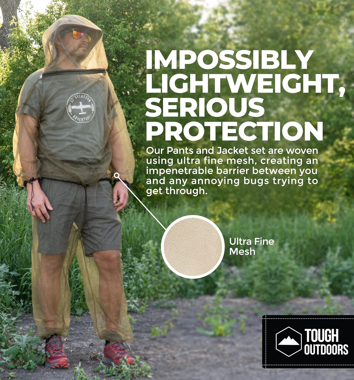 Tough Outfitters Mosquito Suit Jacket & Pants - Mosquito Repellent Clothing for Men & Women - Insect, Bug Proof Net Mesh Suit for Gardening & Outdoor - from Flies, Tick, Gnats - Large