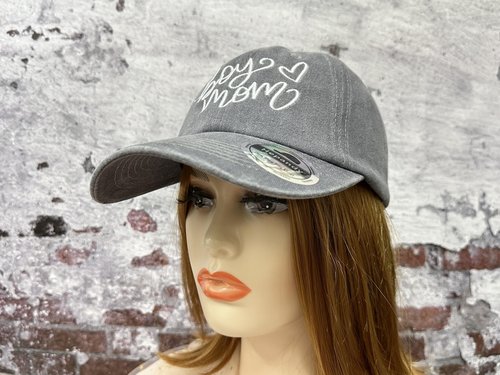 Hepandy Embroidered Boy's Mom Hat for Women, Gift for Mama Mother, Washed Gray Baseball Cap Adjustable Cotton Snapback Hats