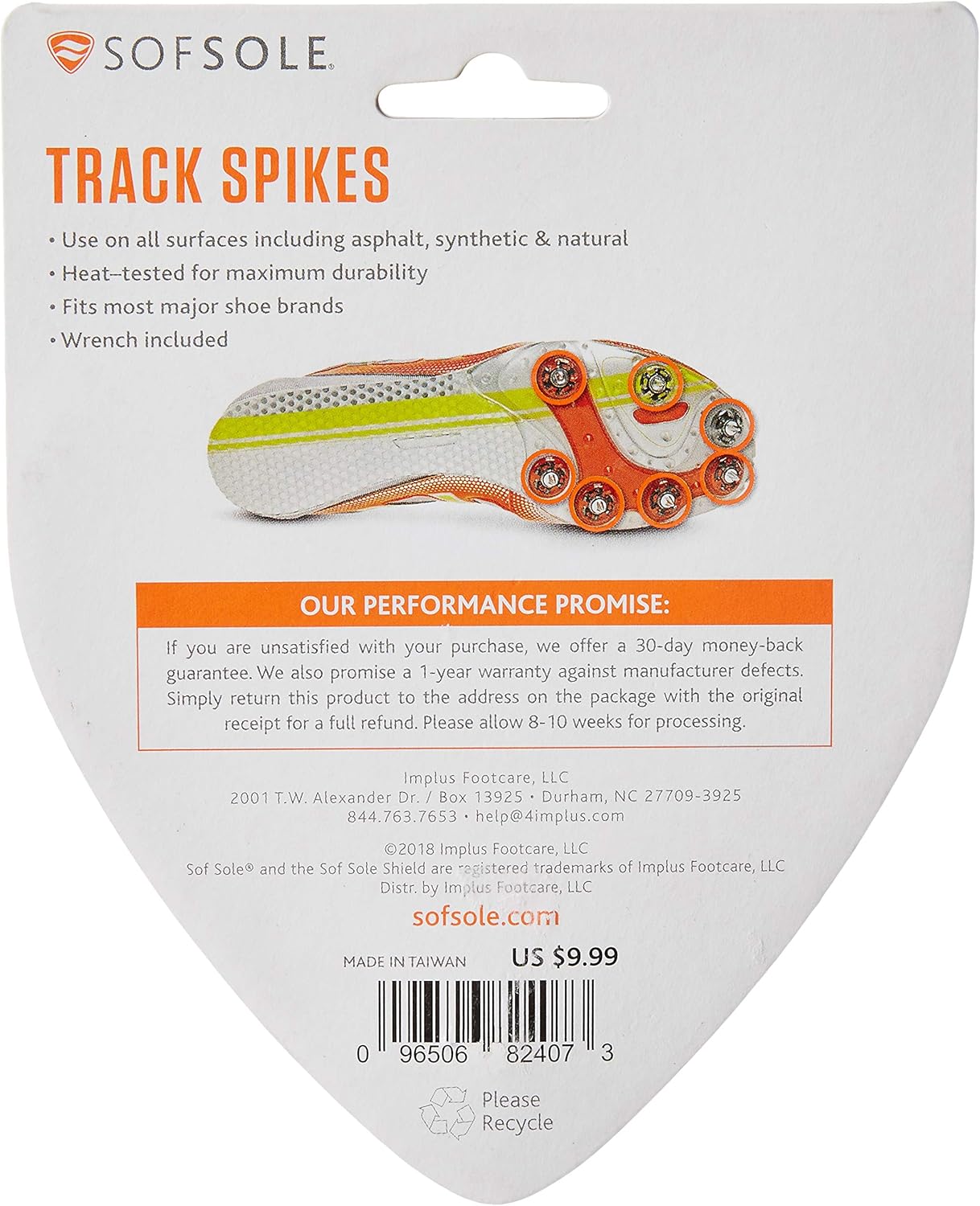 Sof Sole Replac -Ment Steel Track Spikes for Running Shoes, Pyramid 1/4-Inch