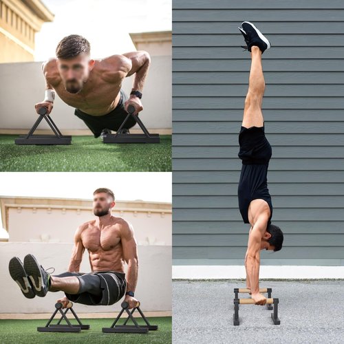 BESTWEI Wood Triangle Push Up Bars for Floor, Strength Training Pushup Stands Parallettes Bars for Home Calisthenics, Fitness, Floor Workouts Solid Wood with Sturdy Metal Bracket, Support 500 lbs