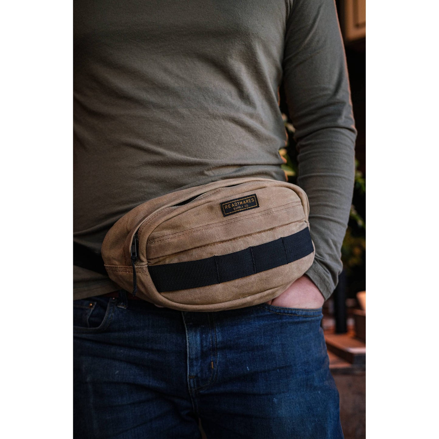 Readywares Waxed Canvas Sling, Large Fanny Pack, Outdoor Sport Hiking Travel Belt Bag, Waist Bag for Men, Large Fanny Packs for Women, Fanny Pack for Men