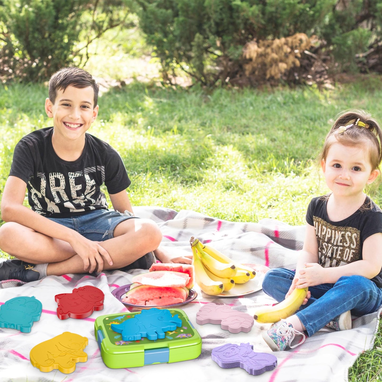 HiYZ Kids Ice Packs, Long-Lasting Ice Packs for Lunch Boxes, Slim & Reusable Icepacks Cooler Ideal for School, Parties, Travel, Multicolored (Snowman-3 Pack)