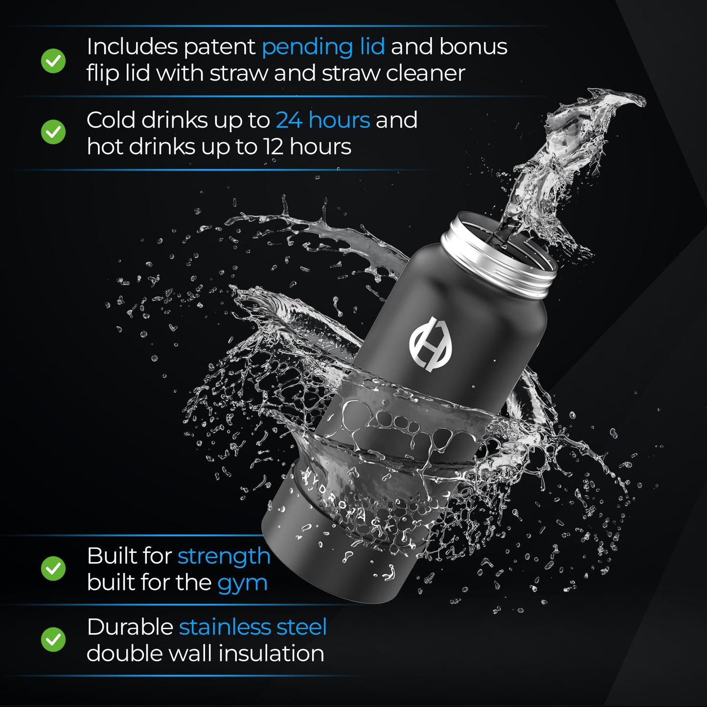 Hydrojack - Flask-Style Water Bottle w/ 505 lb. weight capacity Deadlift Jack Stand with Phone Slot for Weightlifting (Power Pink)