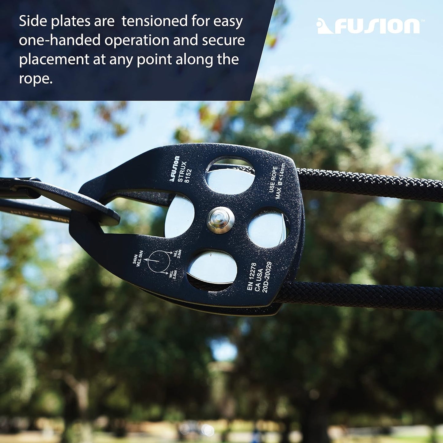 Fusion Climb Strux Aluminum Rescue Side Swing Pulley Blue 34KN…