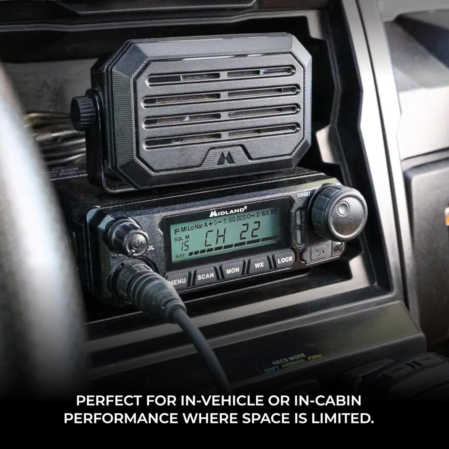 Midland - SPKMINI Mini External Speaker - Waterproof, 10 Watts, 3.5mm Plug - Compatible with All Mobile CB, GMRS, HAM and Amateur Radios