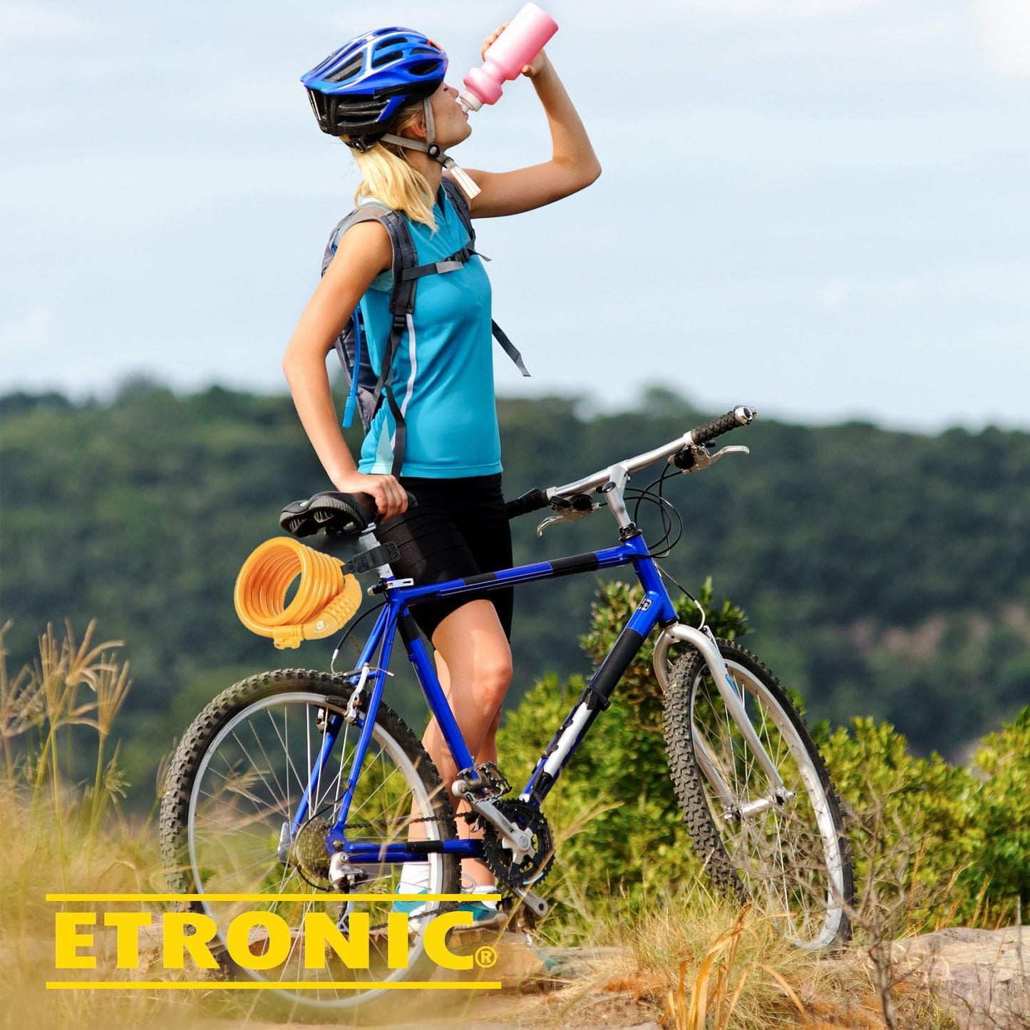 Secure Etronic 6ft Coiled Bike Lock - Resettable Combo Lock with Mounting Bracket