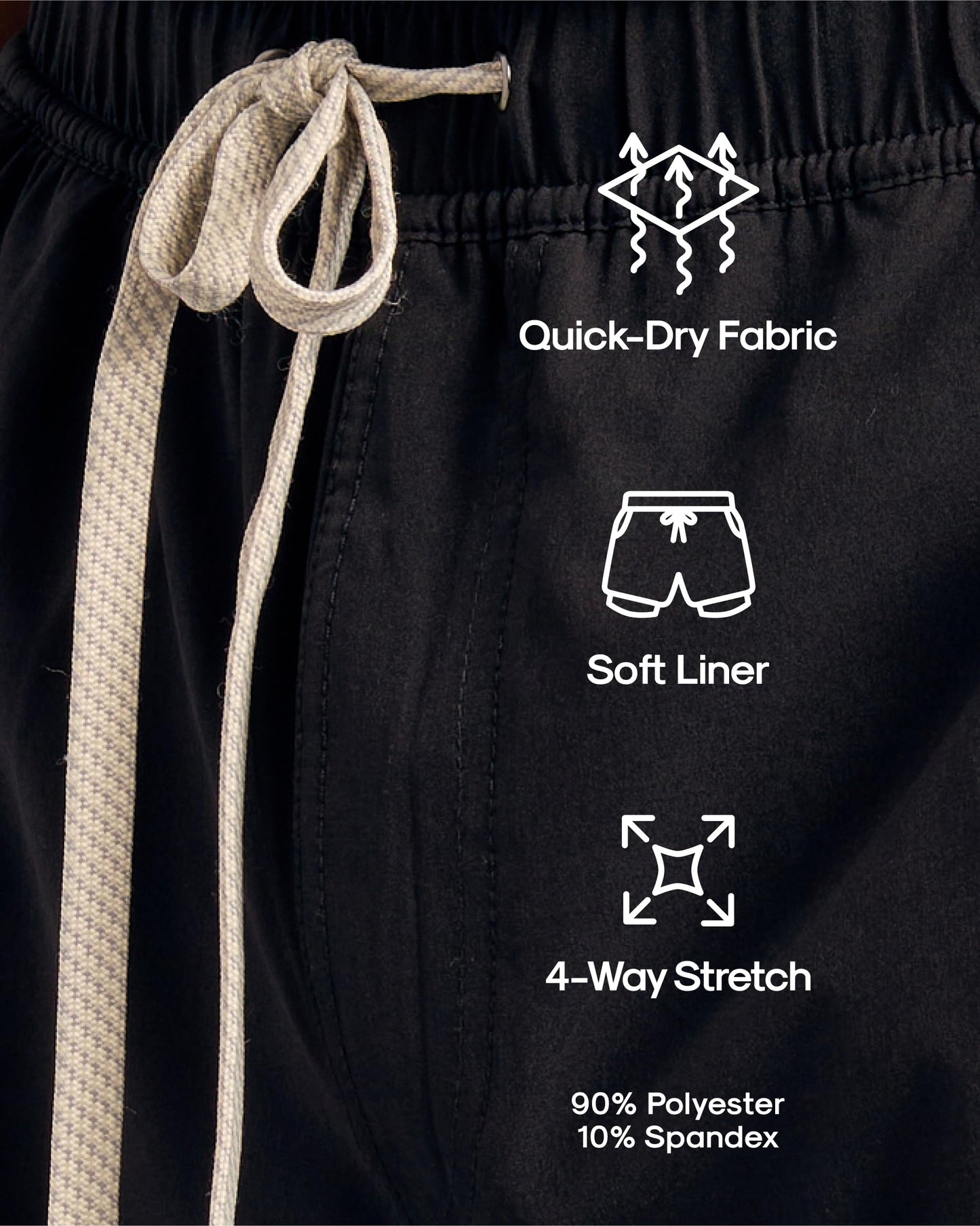 True Classic Novelty Mens Shorts – Gym Shorts for Men, Quick Dry Mens Athletic Short & Sweat Short for Workout and Running, 7.5" Quick Dry, Pack of 1, Black, L
