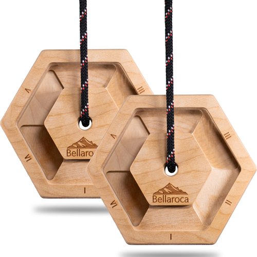 Bellaroca® | Climbing Hangboards, Set of 2X Portable Fingerboards with Long Ropes for Climbing Training, Professional Climbing Boards for Finger Strenght in Rock Climbing and Bouldering