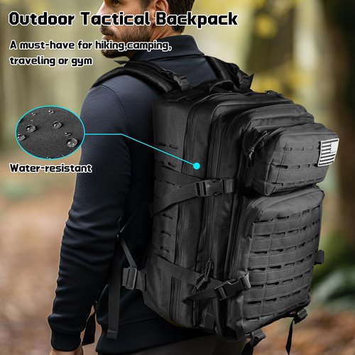 TUOWEI New Military Tactical Backpack - Large 45L Army 3 Day Assault Pack Molle Bag Daypack Hiking Trekking Rucksack for Men Women
