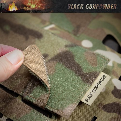 Black Gunpowder Molle Panel Tactical Morale Patches Board Even Number Gear Attachment (Ranger Green, 7.5 x 3 in, 1 Piece)
