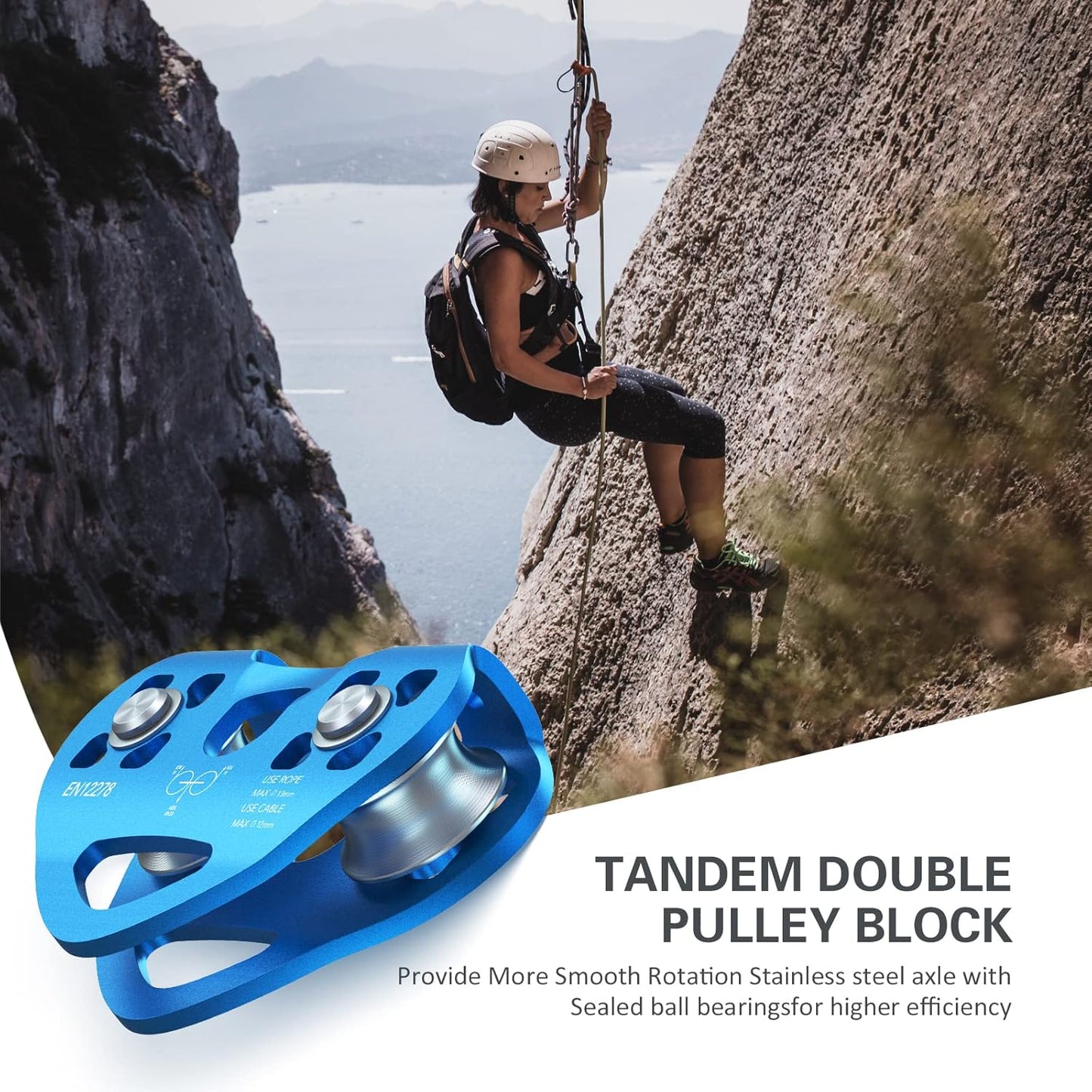 Lixada Zipline Pulley 30KN Trolley Rescue for 1/4 5/16 3/8 1/2 Cable Backyard Zipline, Hauling, Rigging and Commercial Purposes,Holds Upto 6700lbs