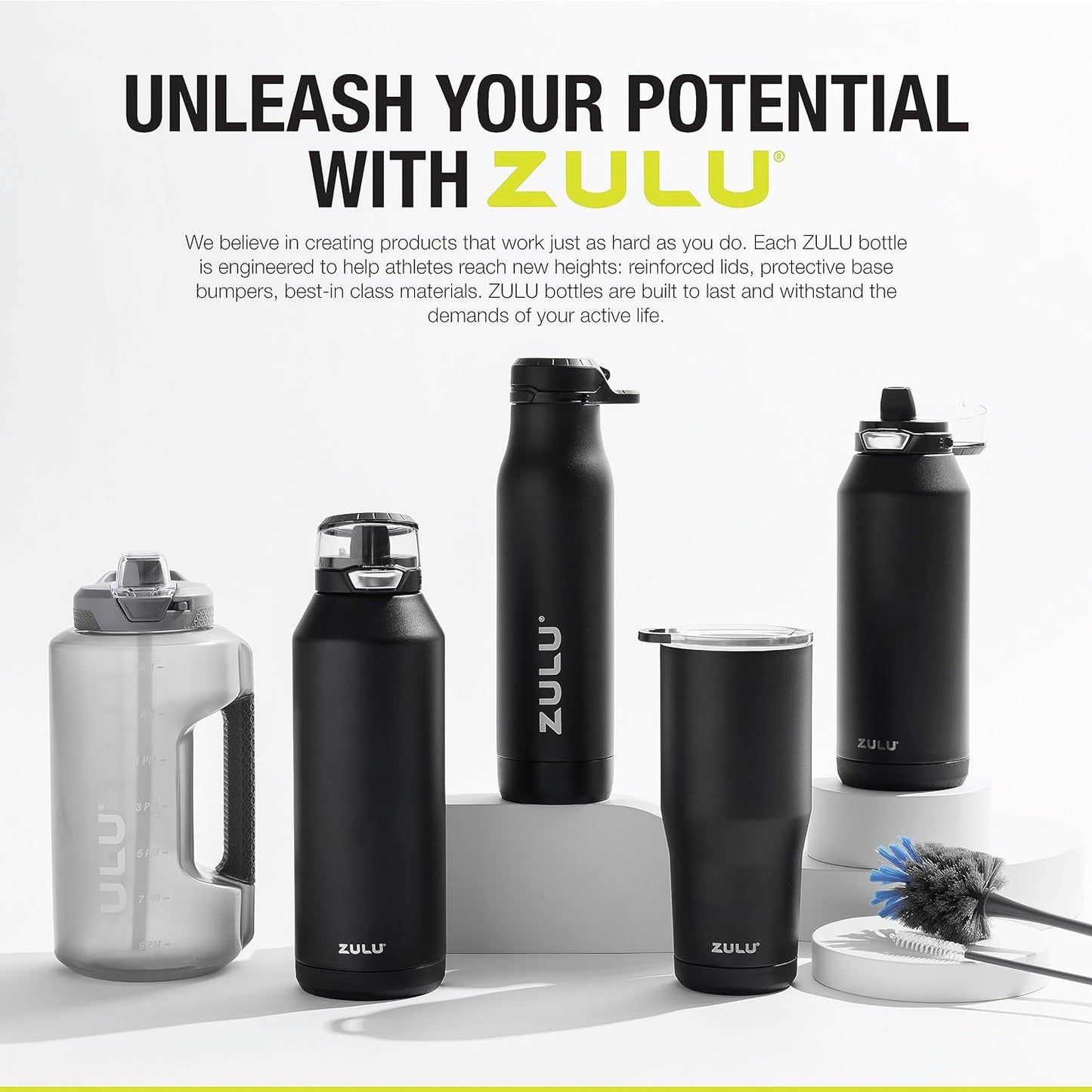 ZULU Torque 16oz Plastic Kids Water Bottle with Silicone Sleeve and Leak-Proof Locking Flip Lid
