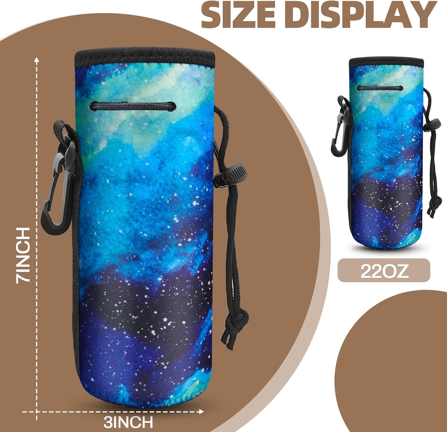 Water Bottle Carrier,Insulated Neoprene Water Gym Travel bottle Holder Bag Protector Sleeve Case Pouch Cover 0.6L or 0.75L, Great for Stainless Steel and Plastic Bottles (BLUE)