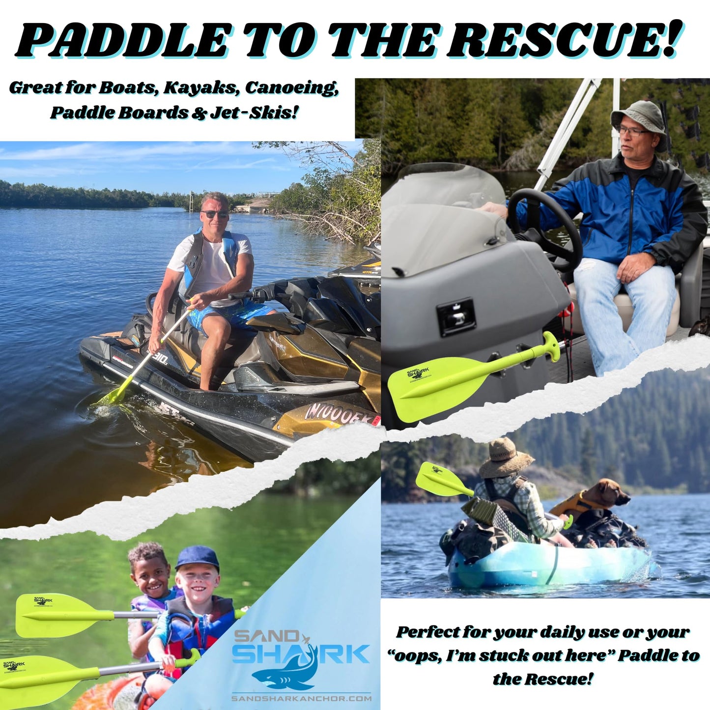 SandShark Premium Telescoping Emergency Boat Paddle-Lightweight Boat Paddles-High Impact Molded Nylon, 22''-42'', Twist Lock, Aluminum Shaft-Boat Oars for Outdoor Adventure, Kayak Ore JetSki & Boating