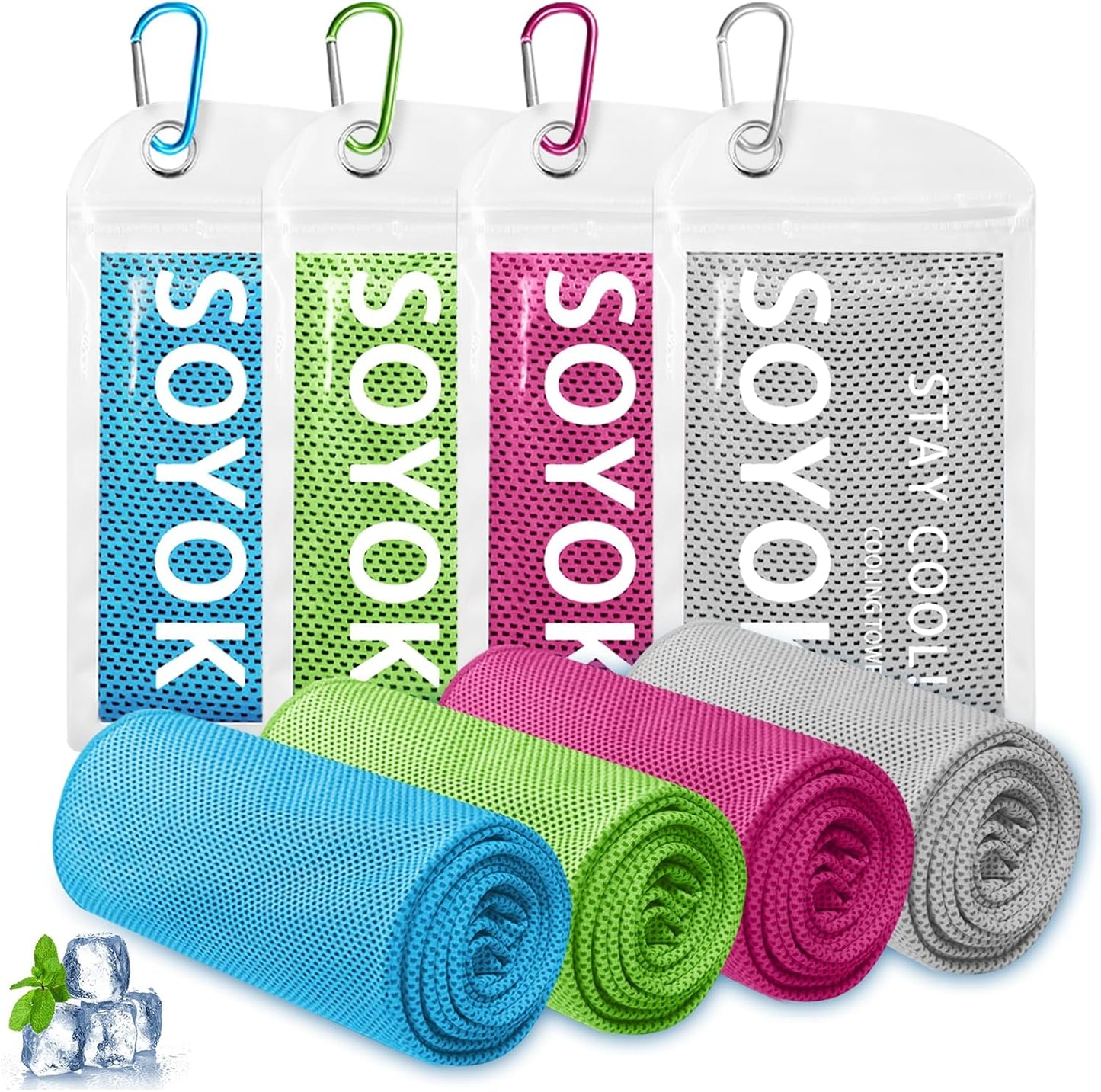 Cooling Towels 4-Pack | 40” x 12” Microfiber Gym Towels | Soft & Breathable