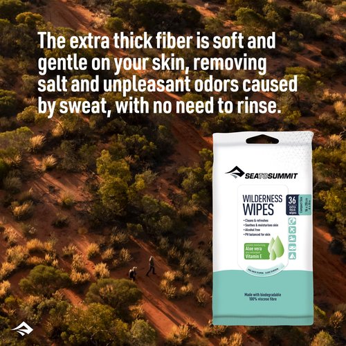 Sea to Summit Wilderness Wipes Rinse-Free Body Wipes, 2-Pack (36 wipes per pack)