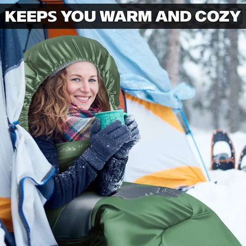 IFORREST Sleeping Bag for Adults and Teens - Cold Weather(All Seasons) Single Person Camping Bed - 40" Extra-Wide & Warm XXL (Olive Green)