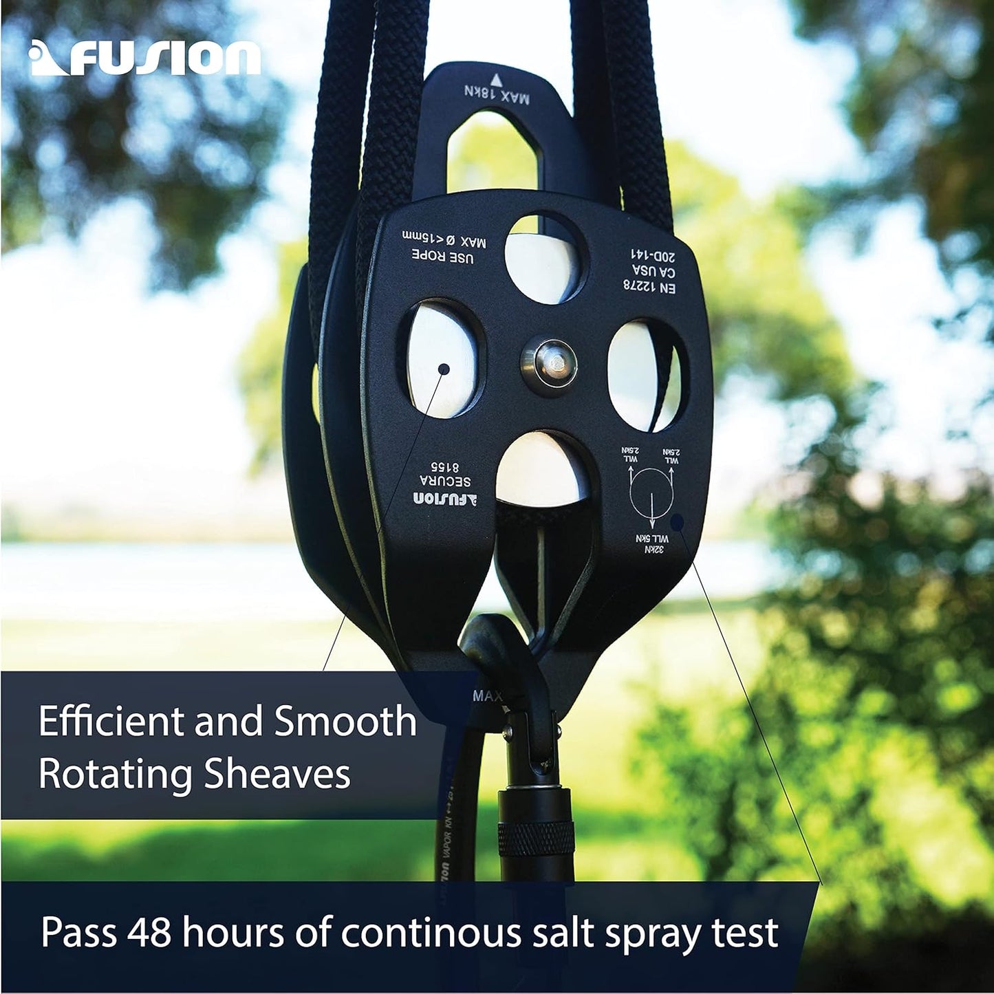 Fusion Climb Lightweight and Durable Aero Space Aluminum Alloy Double Pulley Swing Plate 32kN for Progress Capture System Rigging Hauling Rescue Arborist Tree Climbing