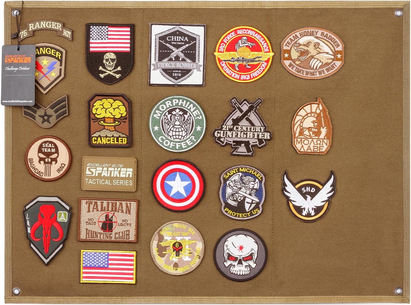 EXCELLENT ELITE SPANKER Tactical Patchs Display Board Foldable Military Patch Holder Panel (Black, S)