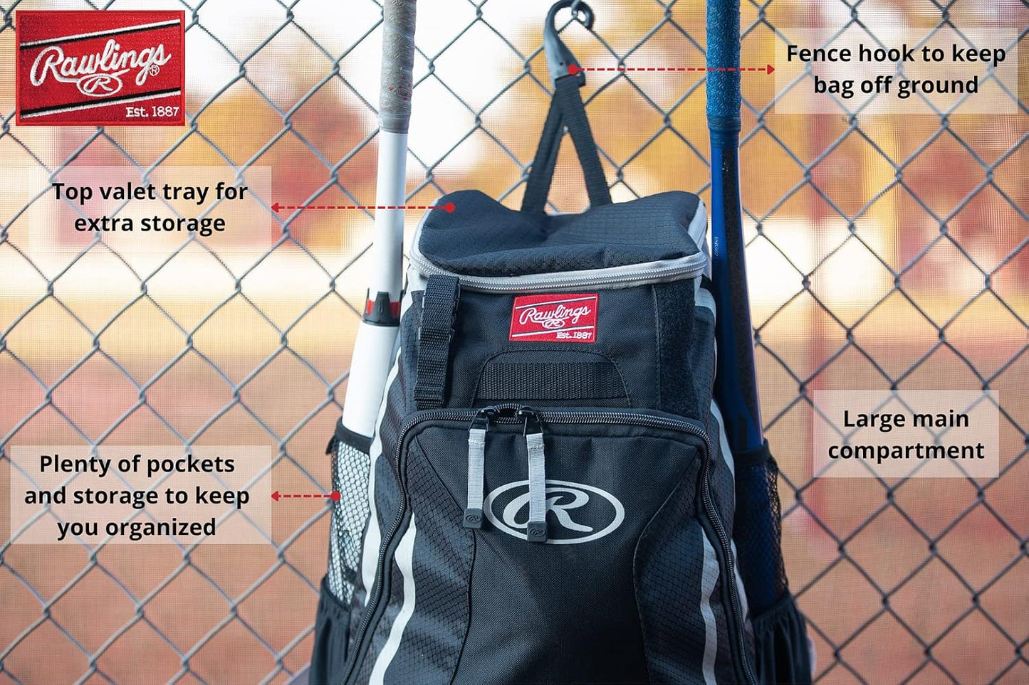 Rawlings | R500 Backpack Equipment Bag | Baseball/Softball | Multiple Styles