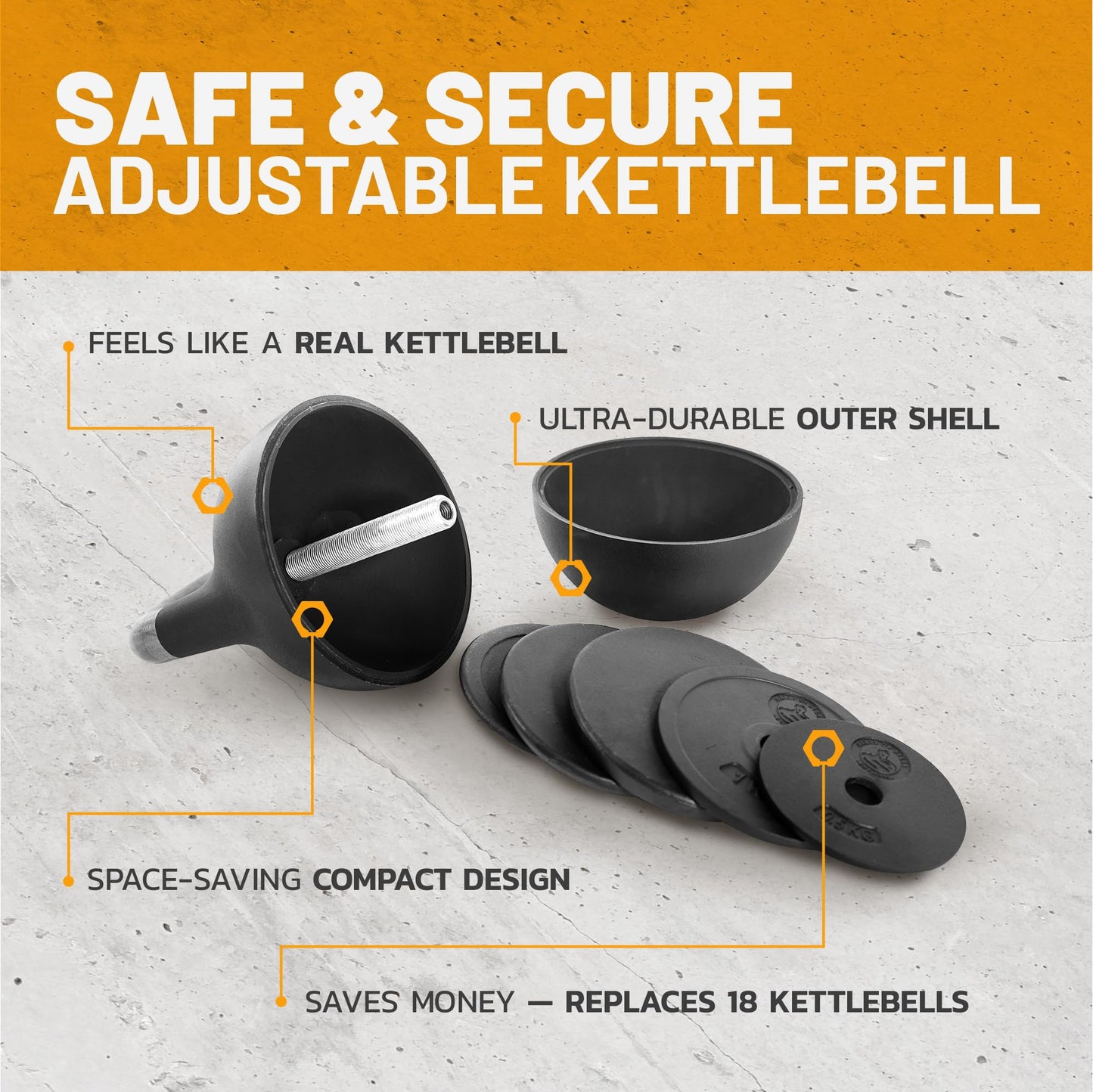 Adjustable Kettlebell Set [Bells of Steel] Kettle Bell Weight Set, Steel Shell, Internally-Loaded for Full Body Workouts, Competition Standard 35mm Handle, 12-20.5kg