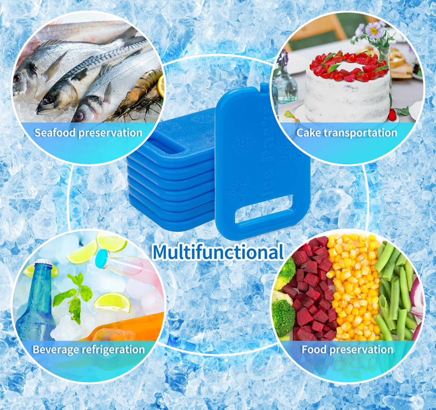 Anstore Lunch Box Ice Packs, Ice Pack for Cooler, Reusable Freezer Packs, Thin Freezer Blocks for Lunch Bags, 8 Pack Mini Cold Packs For Cool Box Freezer Bag Size 16 X 11 X 1.5cm-Camping,Picnic,Hiking