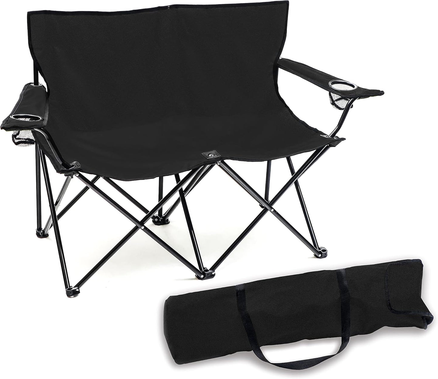 Trademark Innovations Loveseat Style Double Camp Chair, 40" L x 22" W x 31.5" H, Polyester, Army Green
