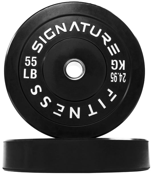 Fitvids 2" Olympic Bumper Plate Weight Plates with Steel Hub, 55LB, Pair