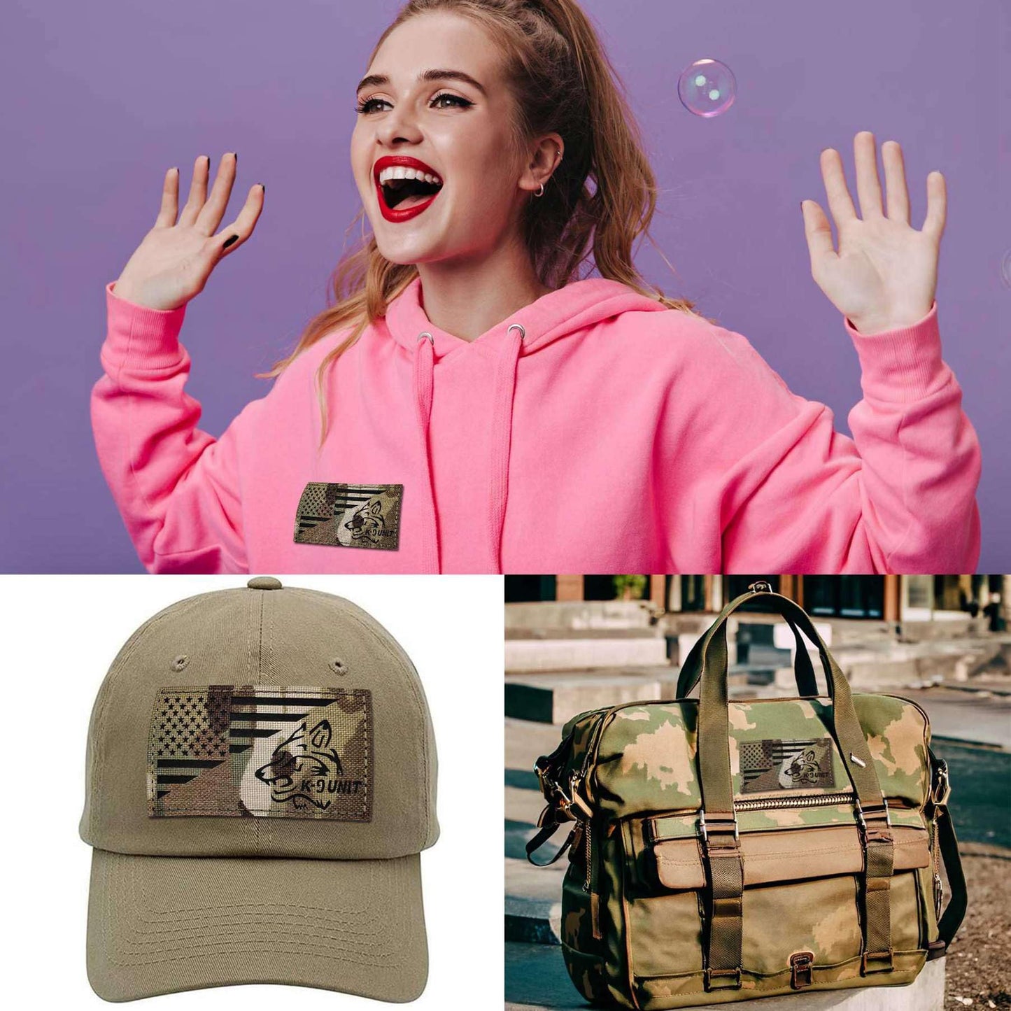 IR Infrared K9 Dog Patch, Camouflage Reflective Wolf Military Morale Patch for Tactical Vest Jacket Bags Backpacks